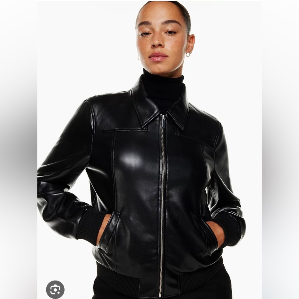 Aritzia Arc Bomber Vegan Leather Jacket